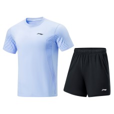 Li-Ning Set Shirt + Shorts AATU015-2C light blue